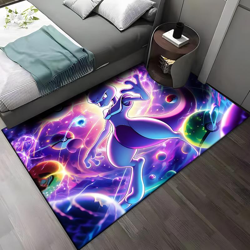Pokemon-Mewtwo Cartoon Anime Muster Teppiche Schlafzimmer Spielmatten Schlafzimmer Dekor Teppich Wohnzimmer Teppich Krabbeldecke Feiertagsgeschenk Teppich