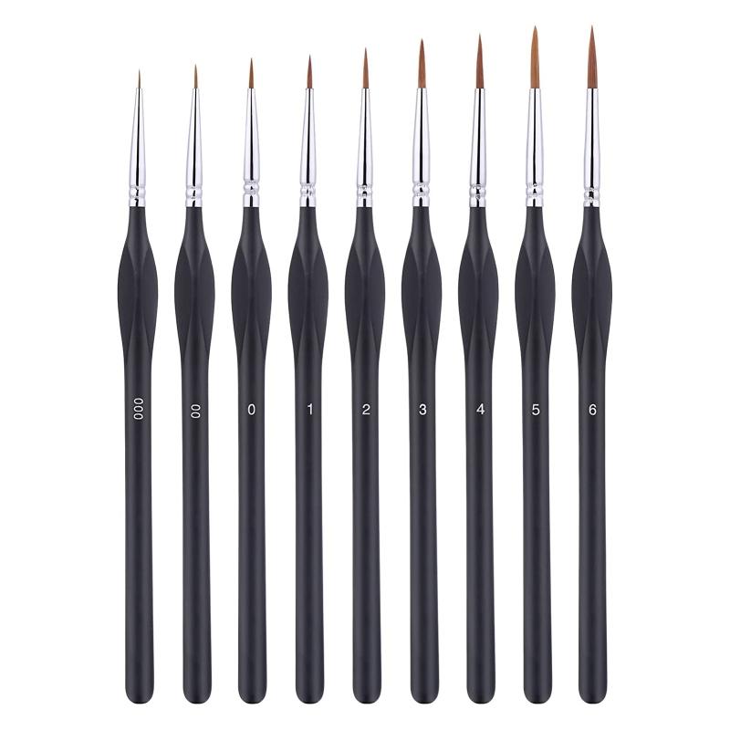 

9PC Micro Detail Paint Brush Set Small Professional Miniature Fine Detail Brushes for Watercolor Oil Acrylic Craft Model 1