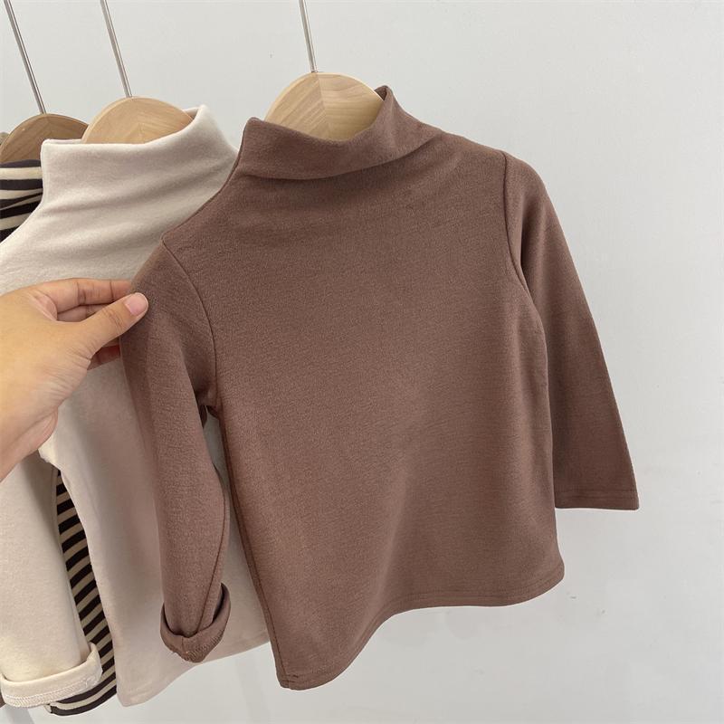 Unisex Striped Thermal Fleece Long-Sleeve T-Shirt for Kids
