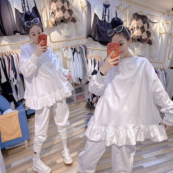 Plus Size Women's Ruffled Casual All In One Baggy Long Sleeved Blouse