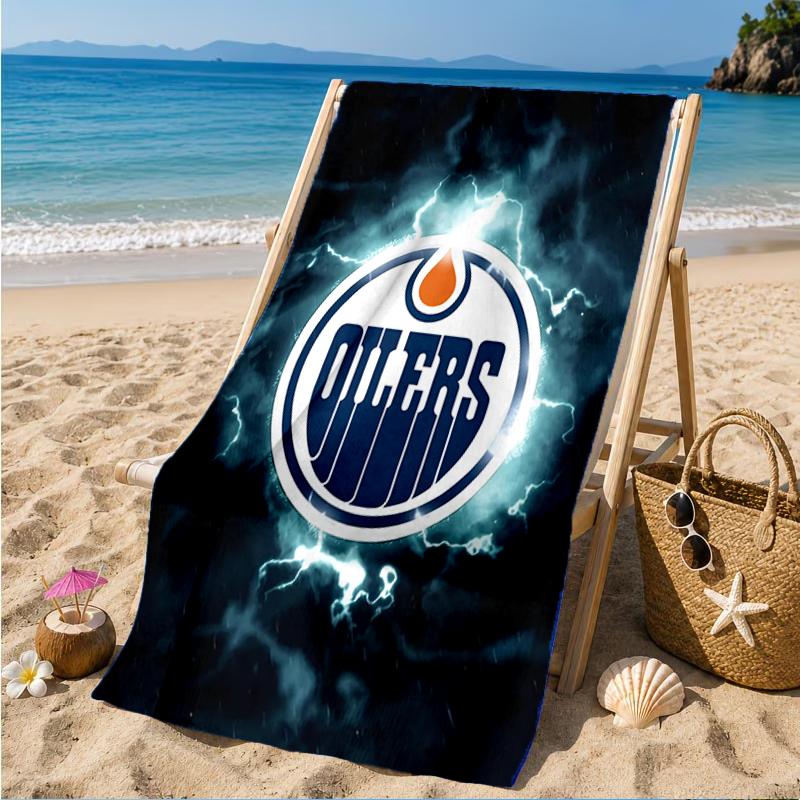 Edmonton Oilers Emblem Beach Towel, Super Soft Microfiber, Perfect Gift for Her/Him, Birthday, for Pool, Beach, Travel, Decor Beach Party