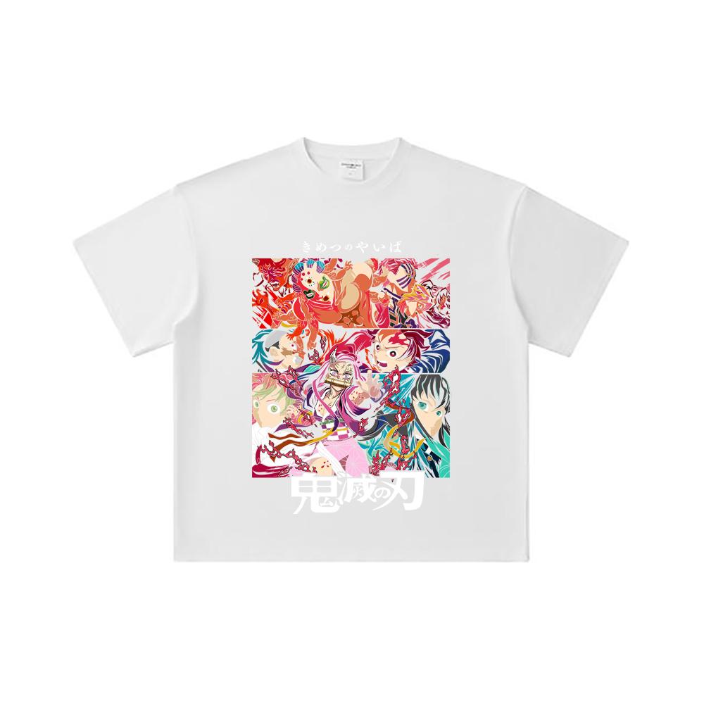 260 GSM Double Yarn 32 Count 100% Cotton Demon Slayer V26 Print Unisex Heavy Cotton T Shirt