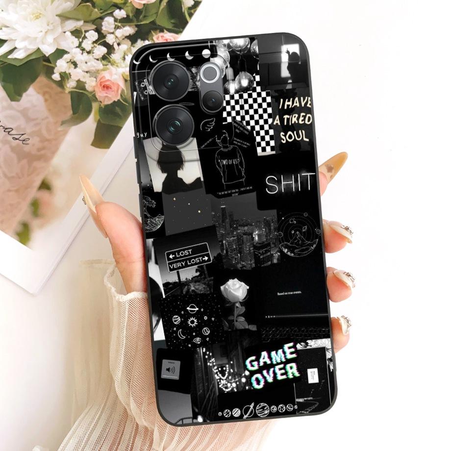 For Vivo V70 Lite V70 FE VivoV70 V2538 v2550 V2548 Phone Case Floral Aesthetic Moon Nigth Bow Pattern Funda Soft Silicone Cover