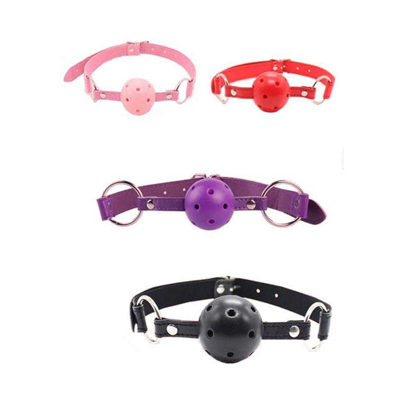 4 Colors Faux Leather Mouth Gag Adjustable Plastic Ball Adult Flirting Fetish Roleplay Game Props Couples BDSM Bondage Sex
