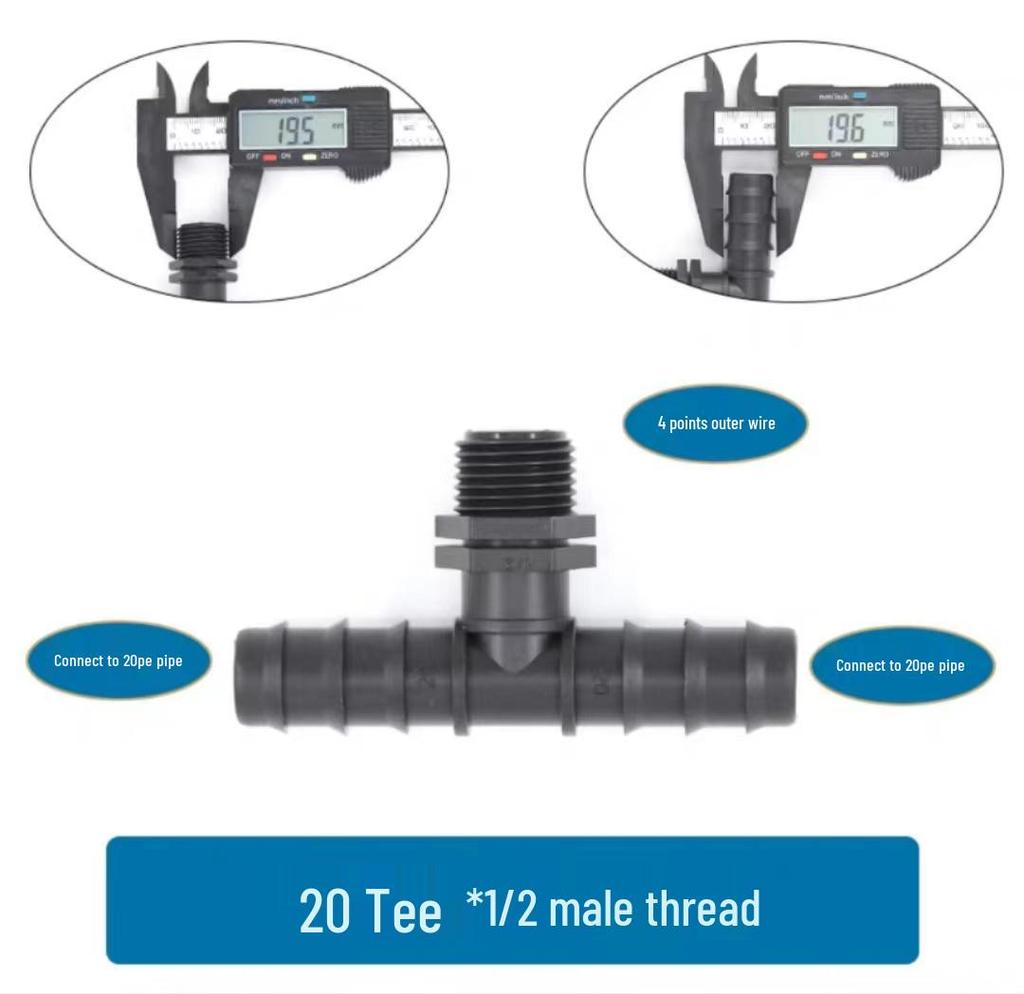 Complete Set of Barbed Pipe Fittings: Drip Irrigation Connectors Direct Elbow Tee Plug for 16/20/25mm Pipes
