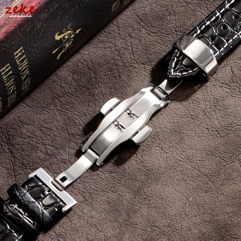 Geprägtes Lederarmband mit Schmetterlingsverschluss Krokodilmuster Design Armband 14/16/18/19/20/21/22/24mm Ersatz-Armbanduhrenarmbänder