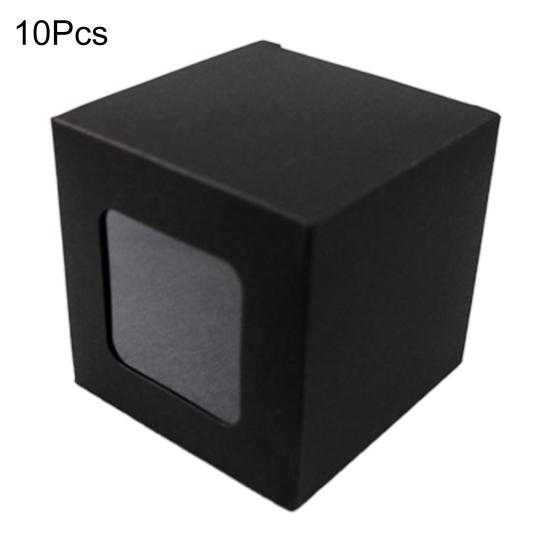 

10 шт., подарочная коробка, экологически чистый многофункциональный бумажный держатель для подарков с гладкой поверхностью и окном, товары для вечеринок 6 cm чёрный