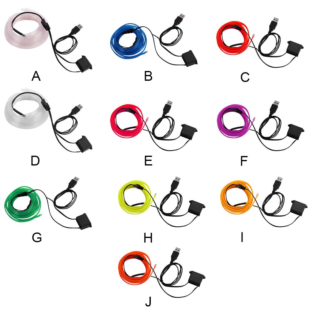 Light Strip LED Lamp Light Glow Flat Edge EL Wire String Strip Rope Tube