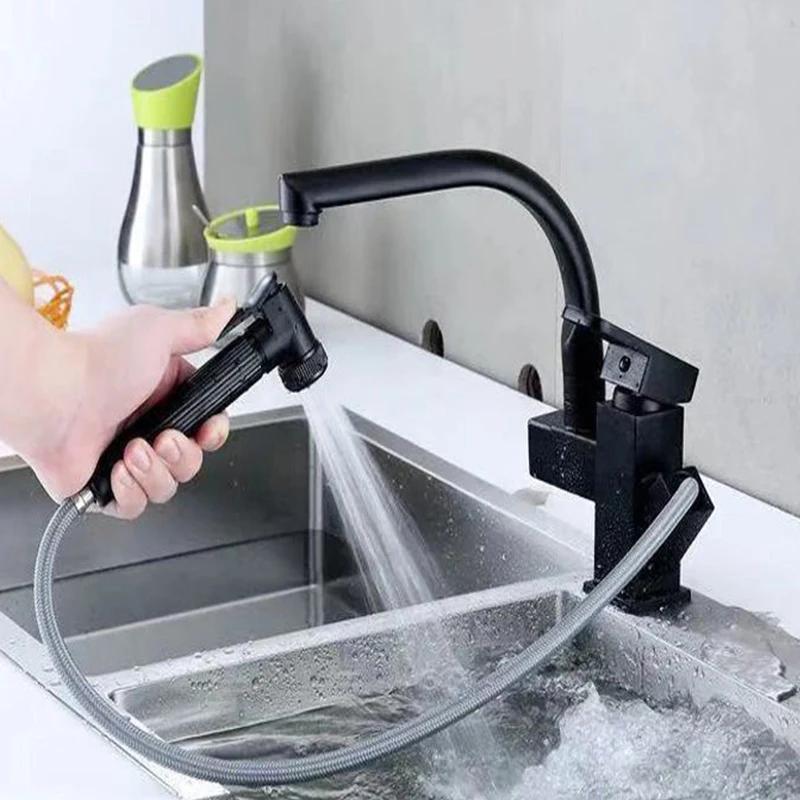 Washbasin Faucet Kitchen Faucet With Spray Gun Single Hole Pull-Out Kitchen Sink Mixer Tap Stream Spray Head Gun Mixer Faucet
