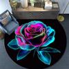 Rainbow Rose Round Area Rug,Carpet Rug for Living Room Bedroom Sofa Playroom Decor,Non-slip Floor Mat