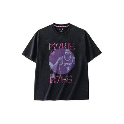 Basketbol Serisi Baskılı Günlük Rahat Kısa Kollu Tişört Unisex Üstler Siyah 172421115-3
