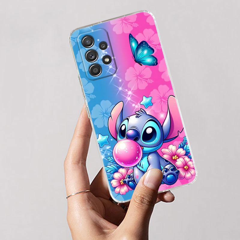 Stitch Clear Case für Samsung Galaxy A57 A37 A56 5G A36 Cases A55 A54 A35 A26 A07 A17 A16 A06 A34 A15 Stoßfeste Hülle Schmetterling