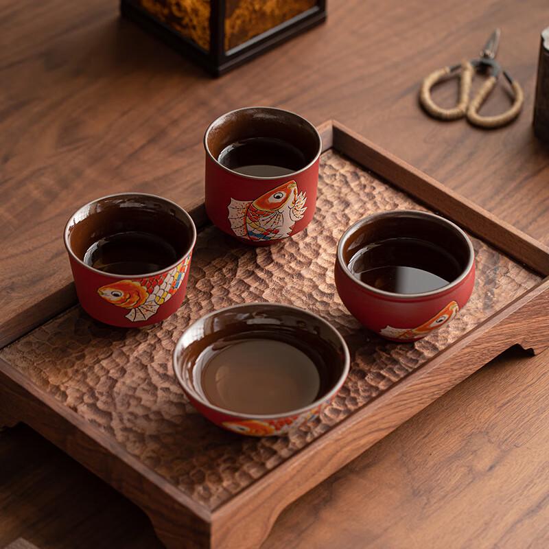 National Tide Forbidden City Red Ceramic Tea Cup Gift Set