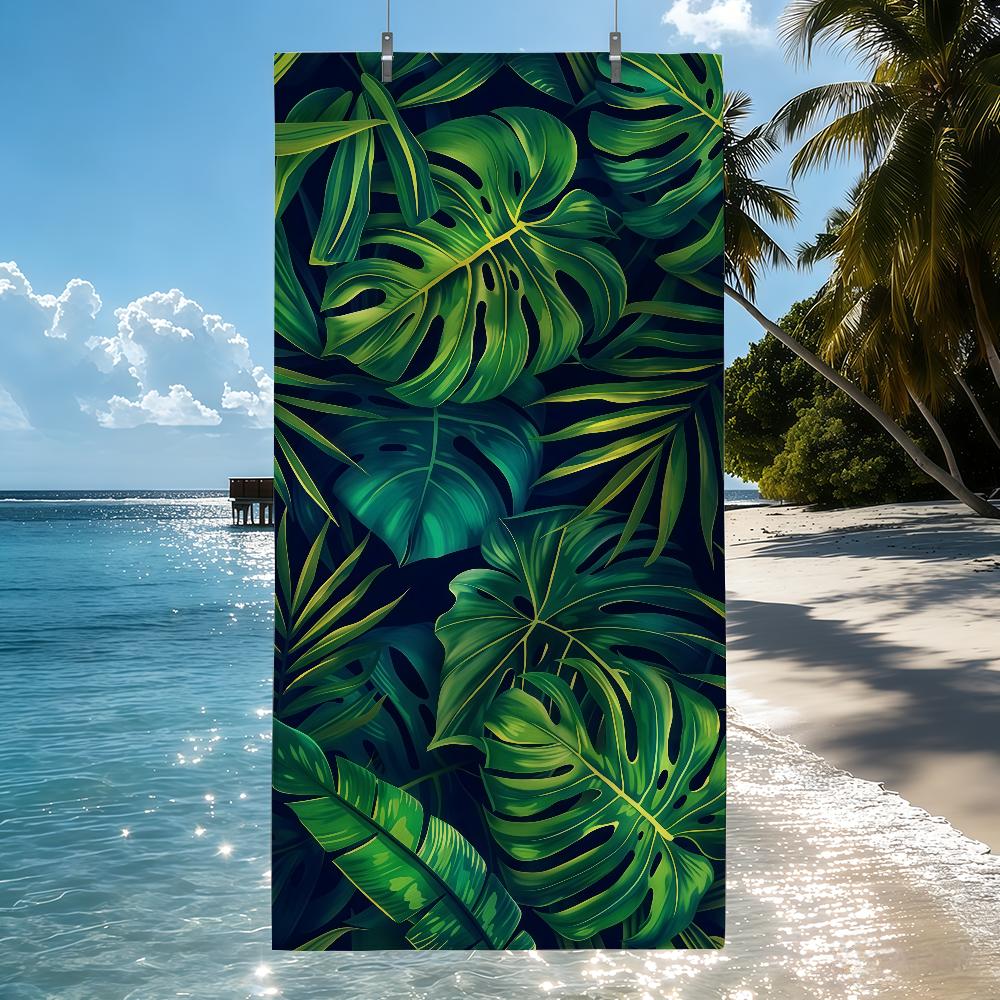 Island Vibes Tropical Leaf-Print Towel Quick Drying Beach Towels Are Suitable For Swimming Pools Camping Yoga And The Gym