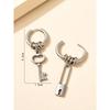 1pc Key & Lock Mismatched Drop Earrings, Stainless Steel Jewelry