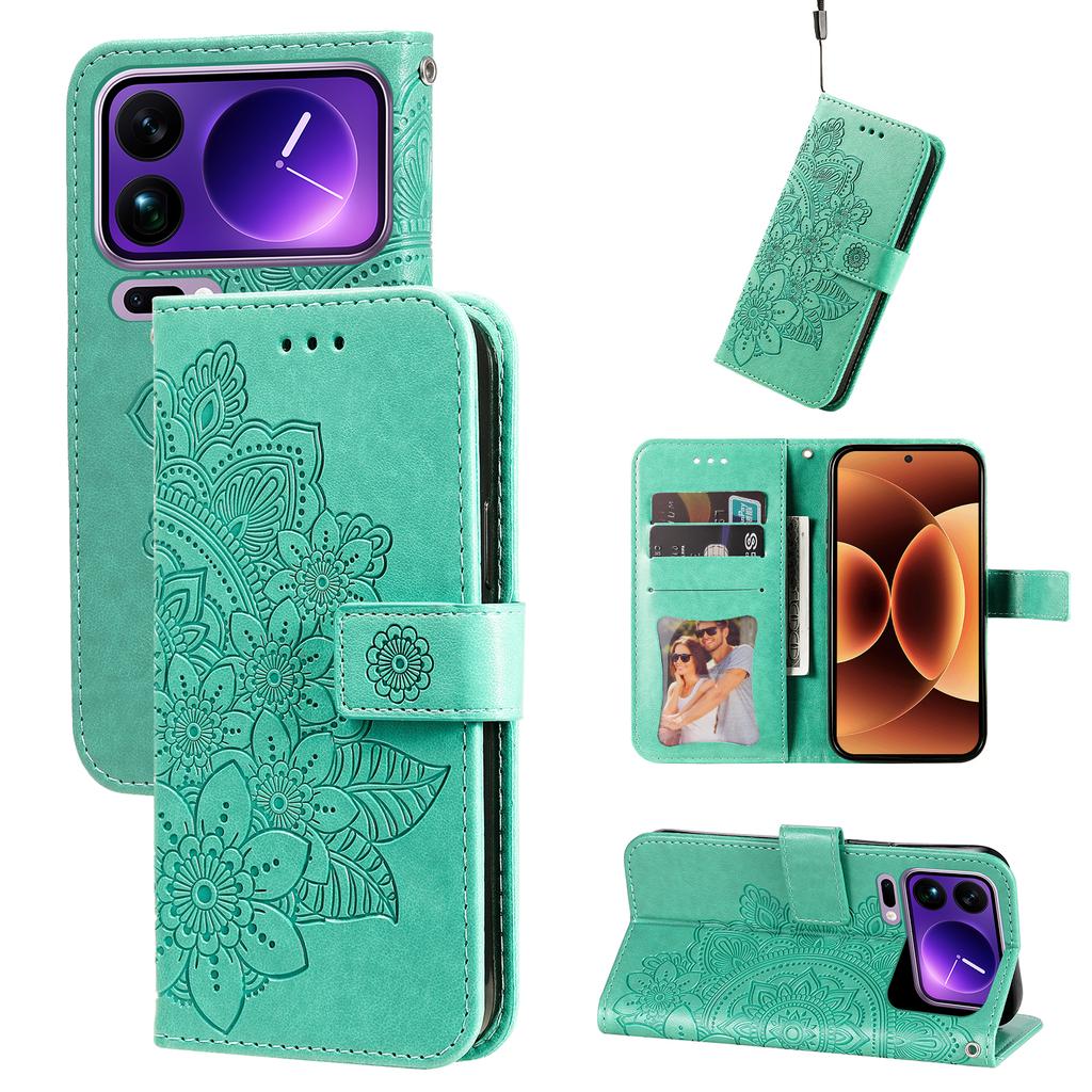 For Xiaomi 17 Pro Max Case Floral Pattern PU Leather Wallet Stand Phone Cover