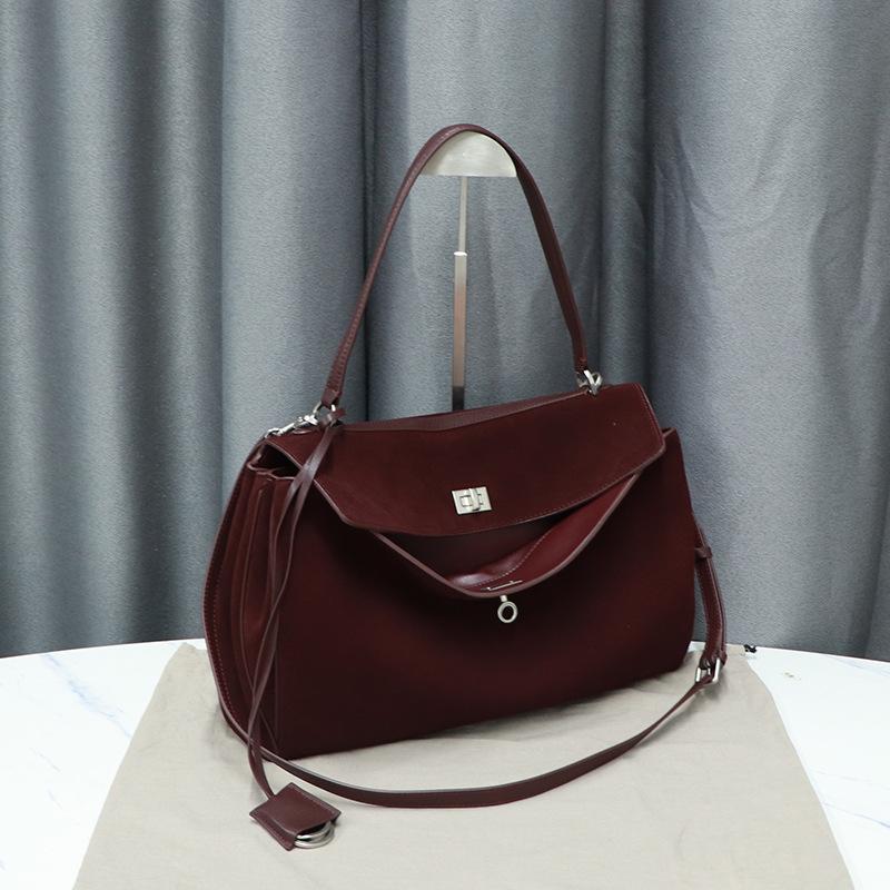 

Winter Rodeo Women Handbags Cowhide Suede Women Totes Luxury Brand Fashion Gold Buckle Shoulder Bags Lady Trend Satchel 29x10x20CM