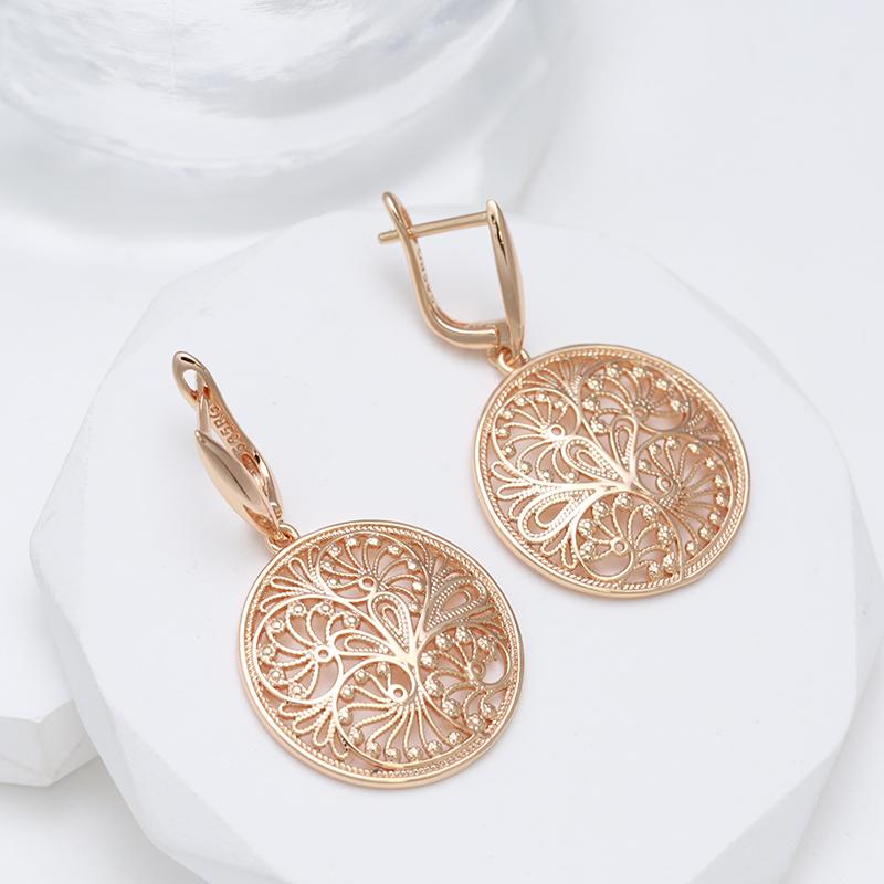 Fashion Glossy Dangle Earrings  Rose Gold Unusual Metal Sculpture Flower Earrings For Women Fine Daily Jewelry
