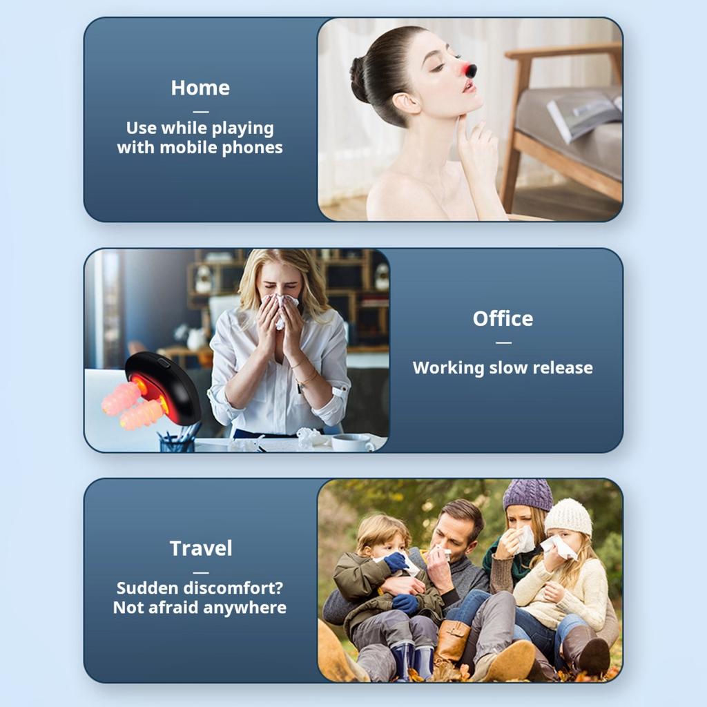 Dispositivo de terapia nasal con luz roja para aliviar los síntomas de la rinitis, recargable por USB, portátil, infrarrojo, para viajes.