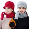 3Pcs/Set Neck Protection Scarf Gloves Set Soft Beanies Hat Winter Knitted Hat  Women
