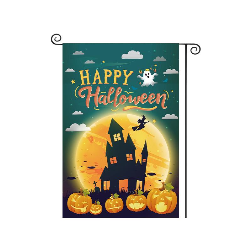 Cross-Border Happy Halloween Ghost Garden Flag with Pumpkin and Cartoon Design