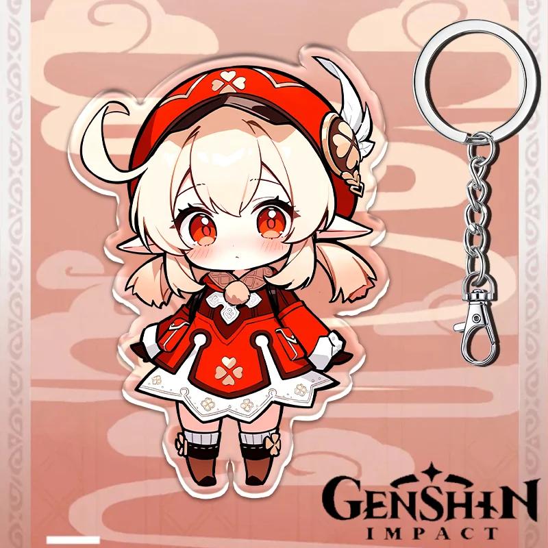 Portachiavi Acrilico Genshin Impact da 12cm Accessori Zaino Studente Hu Tao Yoimiya Zhongli Raiden Shogun Accessori Regali per Feste