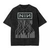 Vasket T-skjorte Nine Inch Nails NIN Mote T-skjorte Street Streetwear Kort Erm Sommer Topper T-skjorter Menn Kvinner Ins Y2k