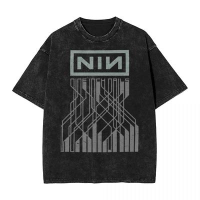 T-shirt Lavata Nine Inch Nails NIN T-shirt Moda Street Streetwear Manica Corta Top Estivi Magliette Uomo Donna Ins Y2k