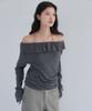 OURO Frill Collar T Shirts Blouse [ Charcoal ]