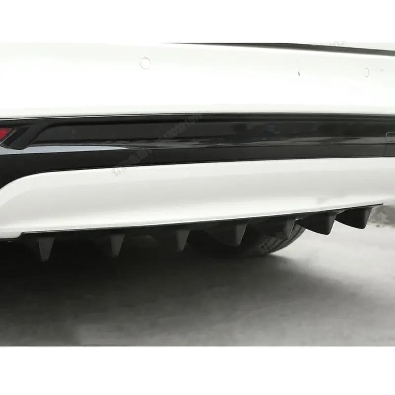 Carbon Fiber Look  Car Accessories ABS Gloss Black Rear Bumper Diffuser Lip Spoiler Shark Fin Kit Fit for Universal Cars