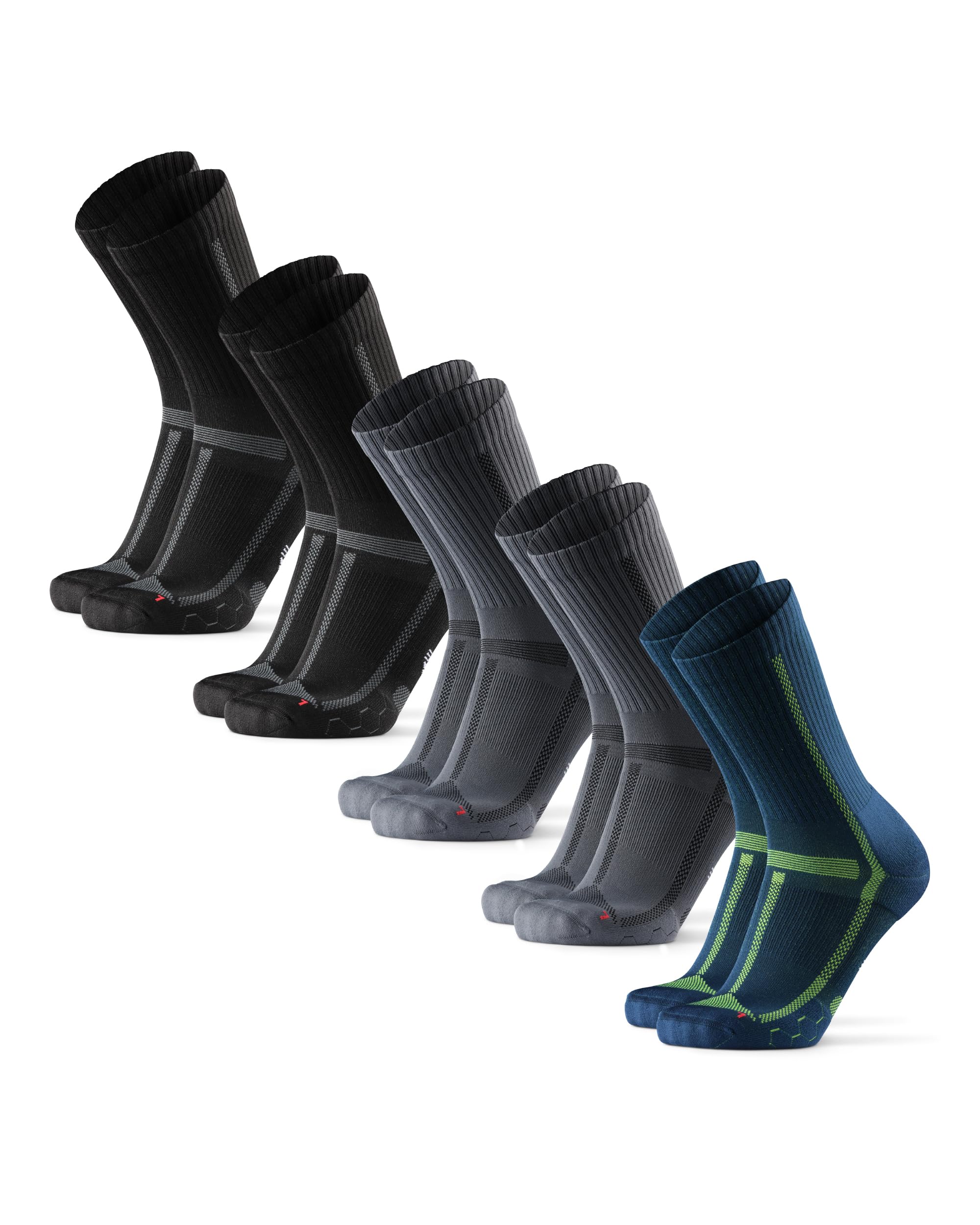 

[DANISH ENDURANCE] Носки для бега на длинные дистанции, обычная высота до щиколотки, набор из 5 пар, марафон, спорт, мужские и женские, разноцветные (2 x черный/серый, 2 x гр