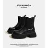 Autumn Thick Soled Short Boots for Women 2026 New Versatile British Style Chelsea Chimney Boots Black Short Boots