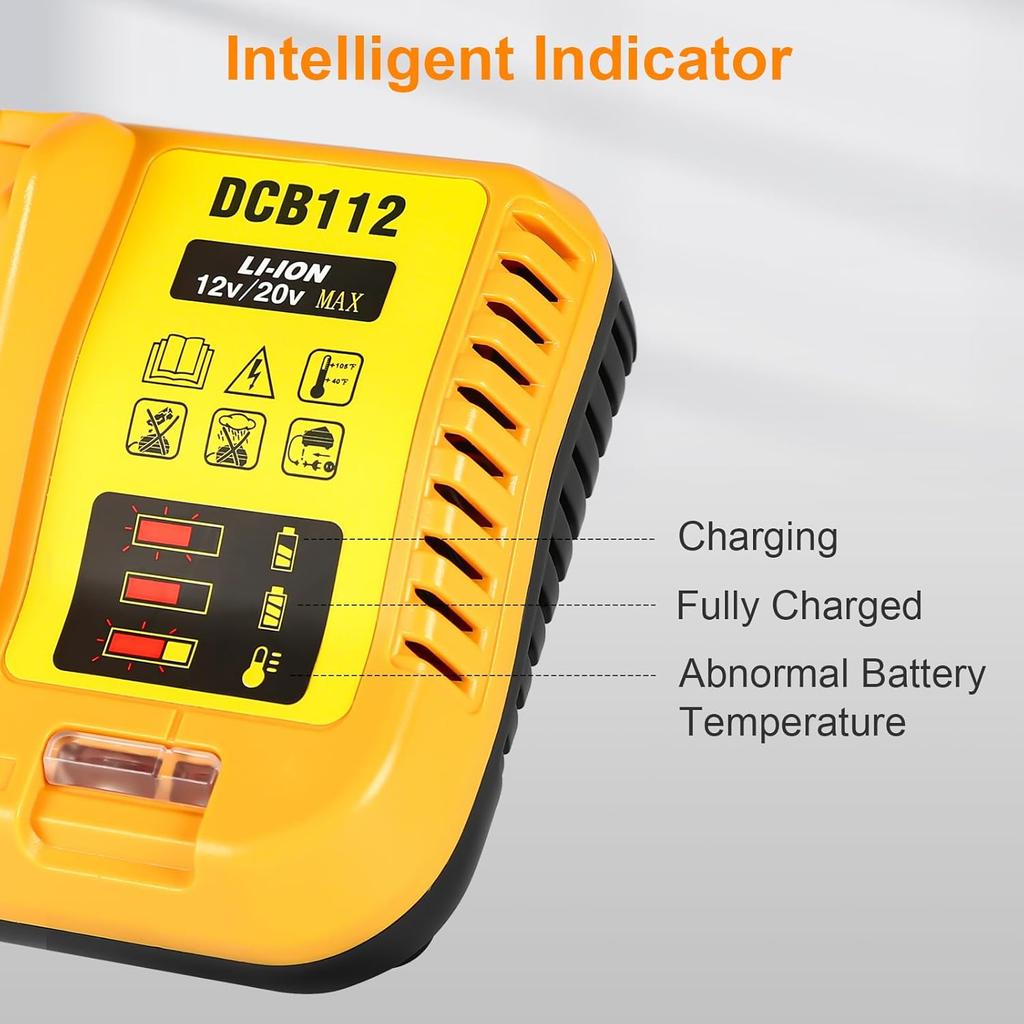DCB112 2A Lithium Battery Charger For Dewalt 10.8V 12V 14.4V 18V 20V DCB206 DCB205 DCB204 DCB203 DCB120,DCB107 DCB115 DCB105