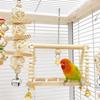 8Pcs Set Wood Parrot Set Bell Perch Swing Combination Bird Toys Hanging Hammock Stand Pole Parrot Training Toys for Parakeet