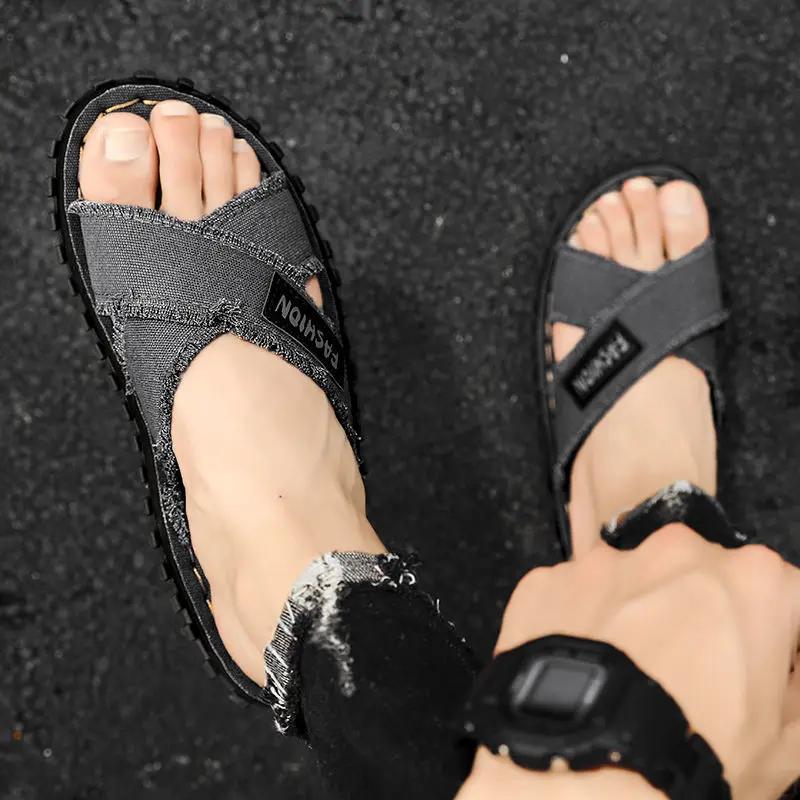 Fashion Slides Eva Canvas Flat Male Slipper Men's Shoe Beach Y2k Clappers 2025 Summer Sale Fun Cheap Shoes Liquidation Casual Original