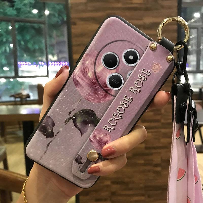 Flower Kickstand Phone Case For Redmi A4 5G Dirt-resistant Anti-knock Fashion Design Back Cover Ring Wristband Durable