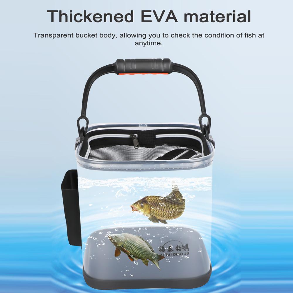 Balde de pesca grosso ao ar livre grande capacidade transparente EVA balde de água viagem acampamento