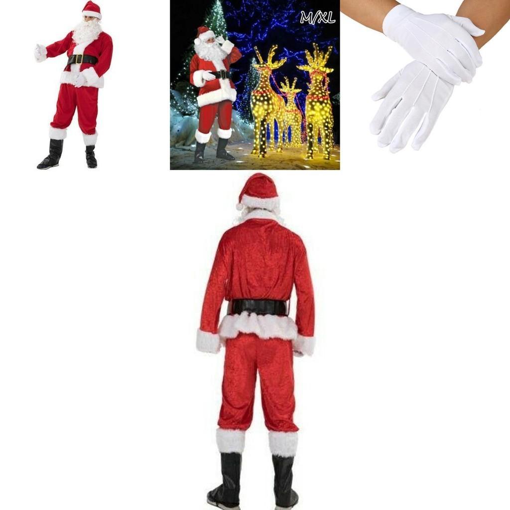 Luxurious Plus Size Christmas Santa Claus Flannel Suit For Adult Fancy Dress Outfit