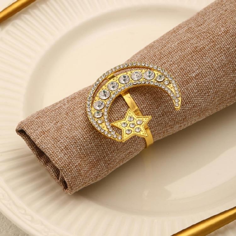 6 Pieces Moon and Star Napkin Rings Alloy Material Napkin Rings Napkin Buckles