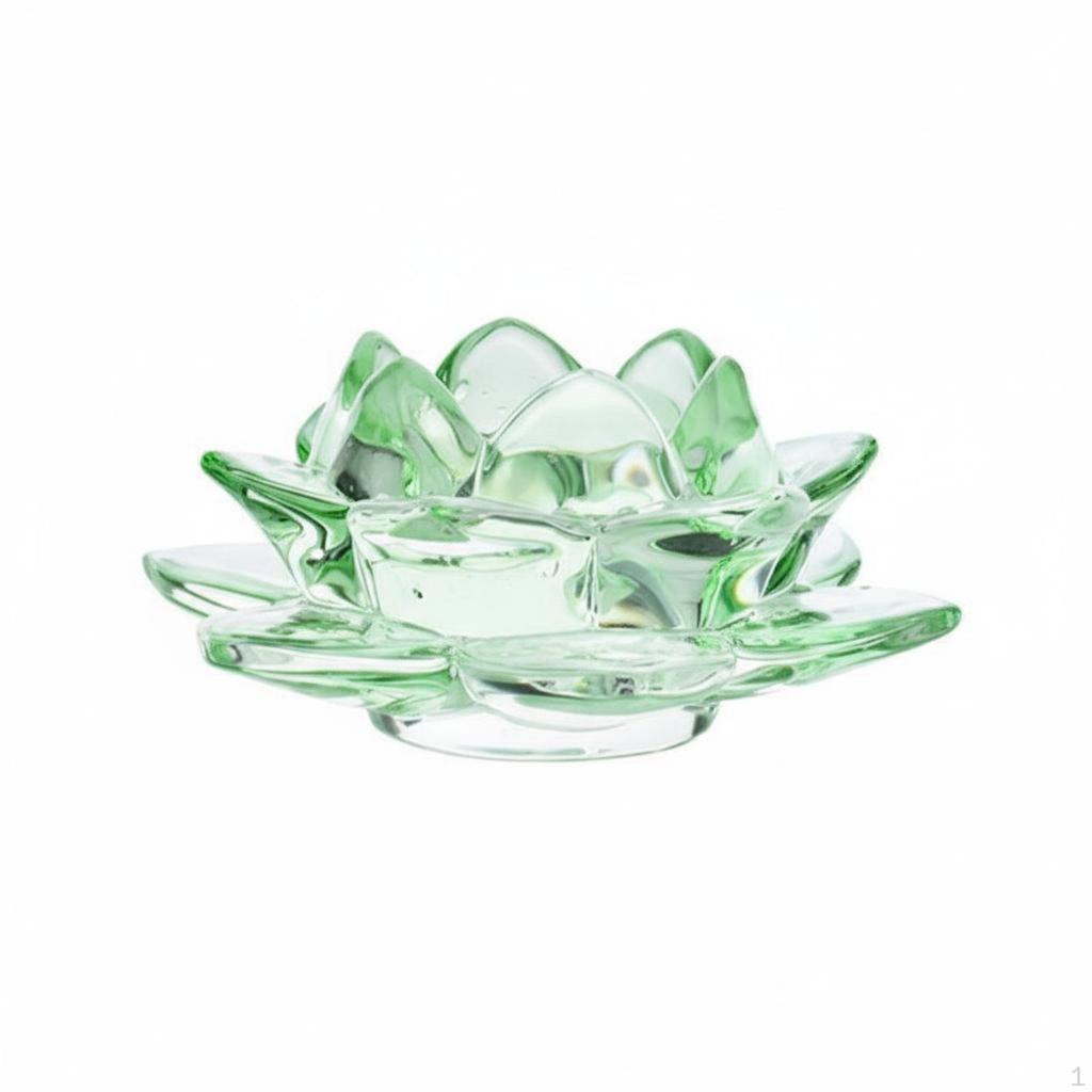 Glass Lotus Candle Holder Feng Shui Decor Flower Tealight Decorative Accent