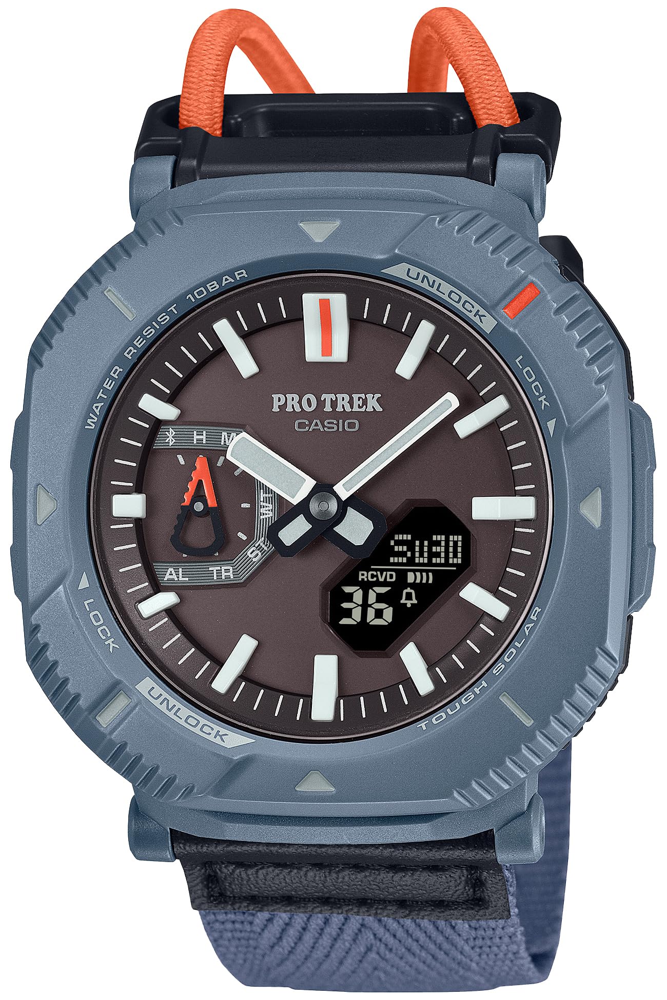 

[CASIO] Часы Pro Trek Hiker Line с Bluetooth, Tough Solar, биомассовым пластиком, ремешком на резинке, PRJ-B001B-2JF, мужские, пыльно-голубые