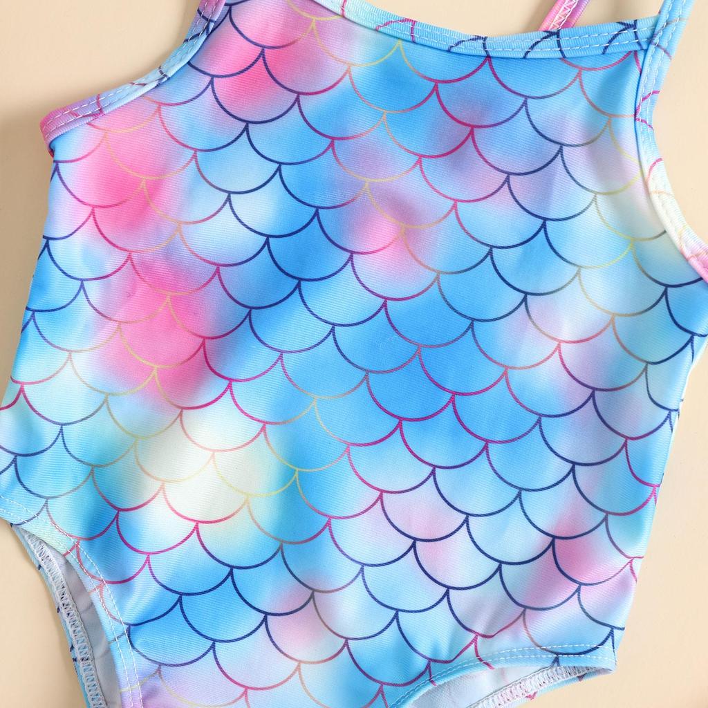 Girls' Mermaid One-Piece Halterneck Swimsuit