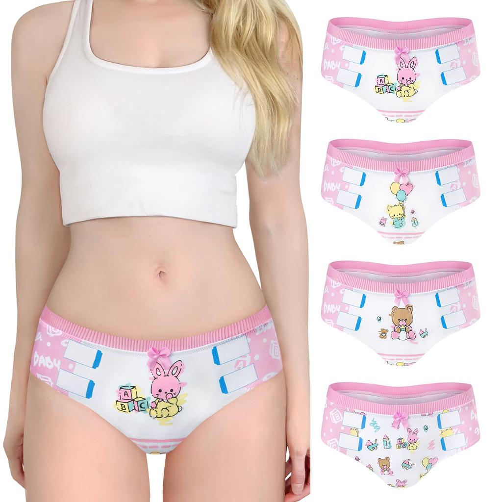 LittleForBig Cotton Panties Bowknot Set of Size XL Women's [Baby Cuties] Underwear, 4,