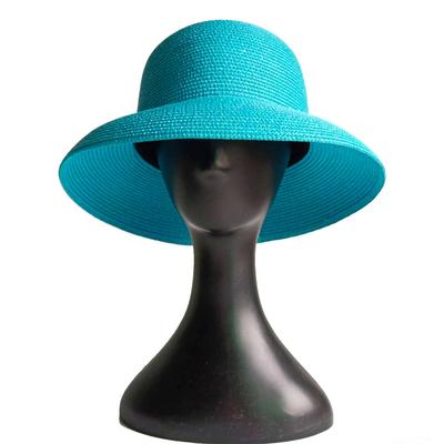 Jezerně modrý letní slaměný klobouk Francouzsky elegantní venkovní plážový cestovní proti ultrafialovému záření dámský slaměný klobouk chapeau femme