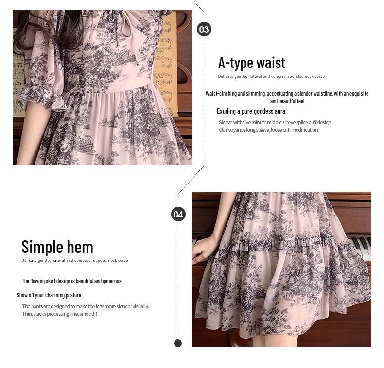 Slim Waist Puff Sleeve Summer Dress - Girls' Square Collar Design