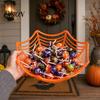 Halloween Spooky Decor Spider Web Basket, Plastic Cobweb Design Fruit Serving Bowl, Treat Bowl or Trick Candy Holder for Dinner Table, Party Supplies