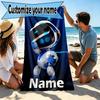 Custom Name Personalized Cosmic Bot Crew Print Beach Towel, for Trip Camping Beach Party Home Decor, Birthday Gift for Family & Friends
