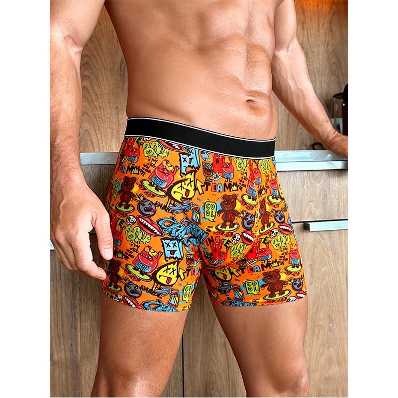 Men s Graffiti Print Sporty Mid-Length Fashion Boxer Briefs XXL (EU)