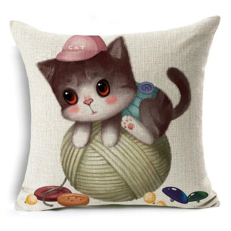 Cute Cartoon Animal Pet Cat Decorative Pillowcase Gift  Sofa Car Office Seat Cushion Cover Bedroom Room Home Decor