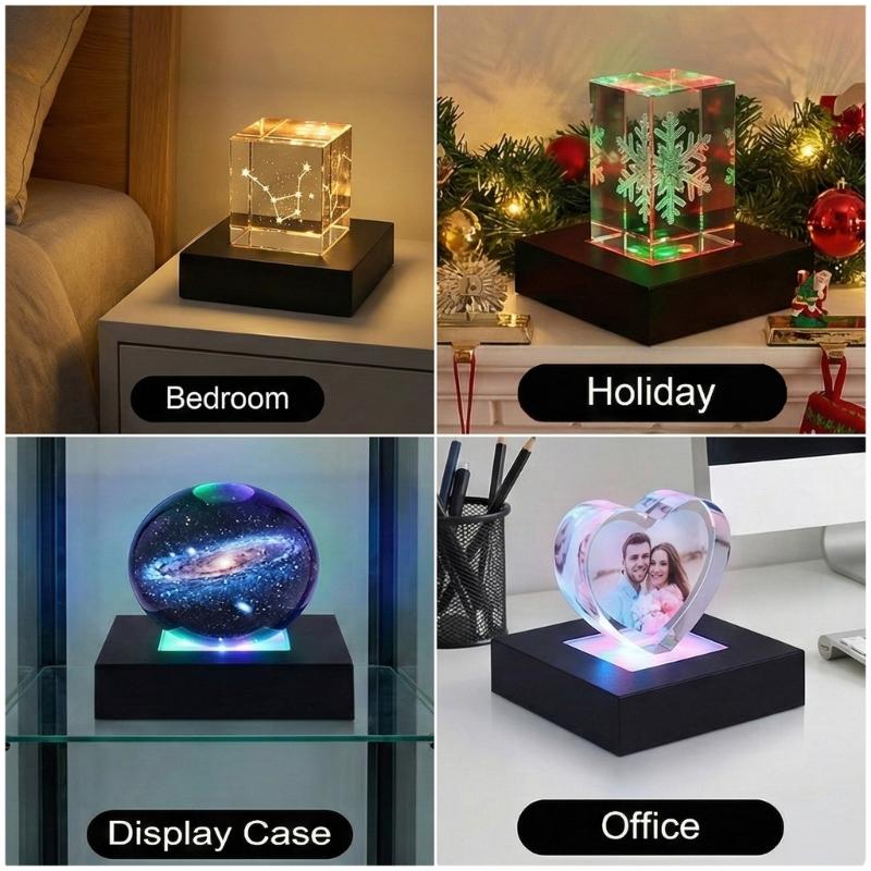 Jewelry Display and Home Atmospheres LED Touch Control Crystals Lamp Base with Adjustable Light and Portable Designs